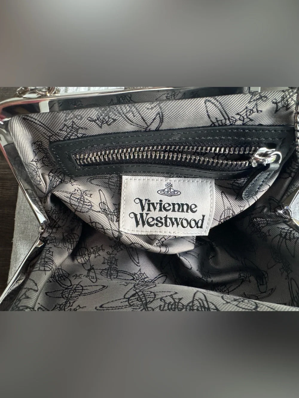 Vivienne Westwood Granny Frame Tartan Plaid Kiss Lock Bag Chain Strap